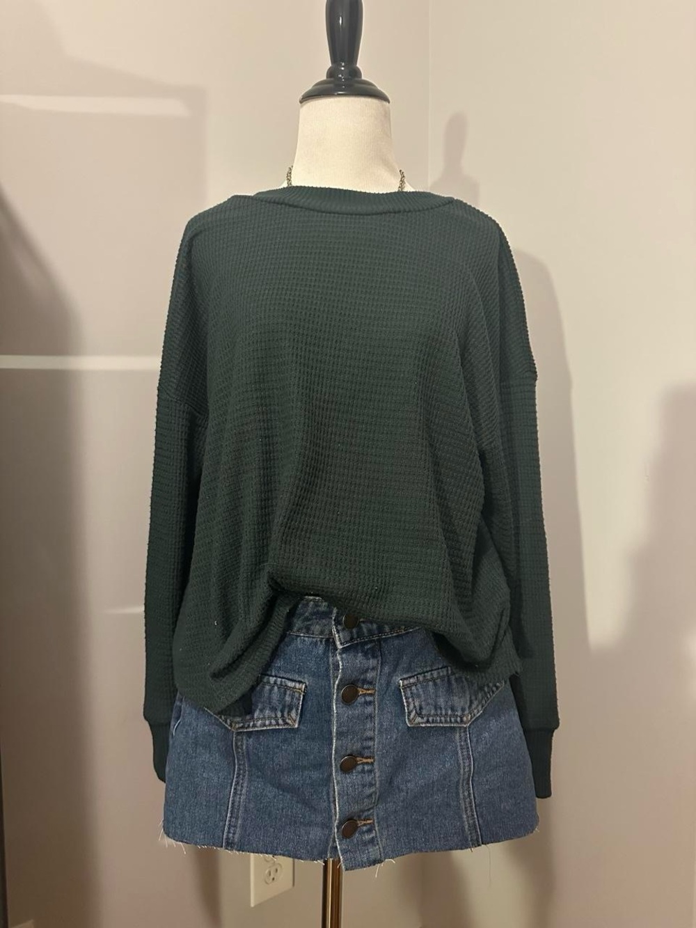 Sonoma Dark Green Waffle Knit Pullover
